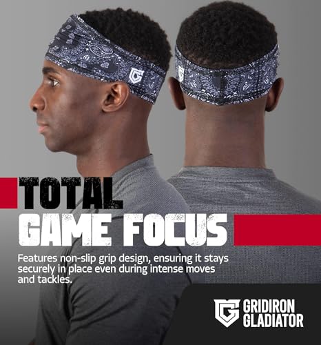 Image of Gridiron Gladiator Football Bandana - Skull Headwrap, Sports Head Wrap for Men's Workout