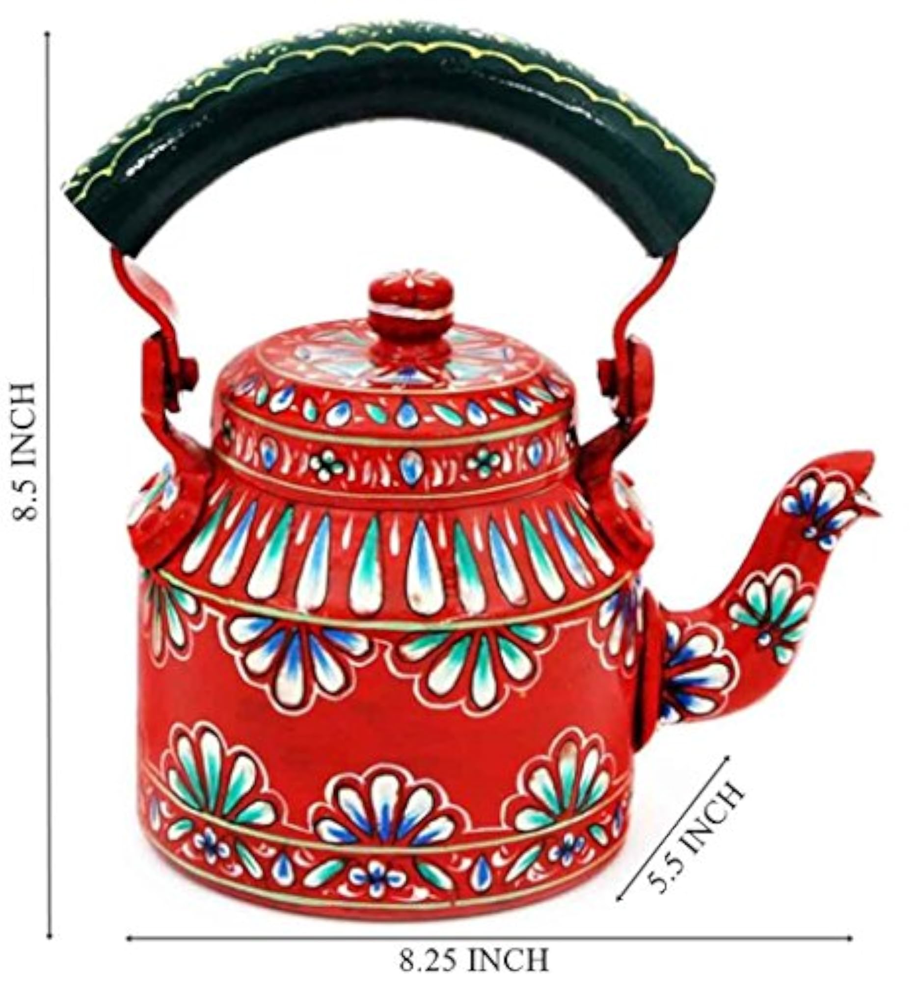 Handpainted Traditional Aluminium Colourful Decorative Tea Kettle