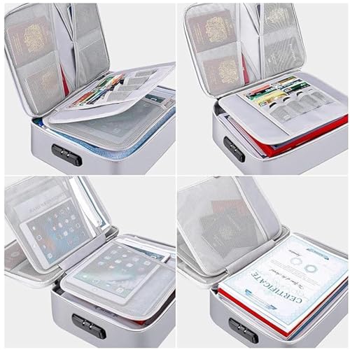 Image of Secure Travel Document Organizer Bag - Multilayer Storage Pouch with Lock for Files, Laptop, Passports & Certificates - Portable Office & Home File Holder (Grey)