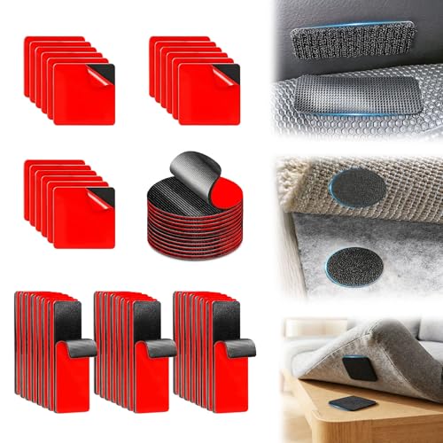 Image of 54 Sets Heavy Duty Hook and Loop Tape Strips with Super Adhesive, Heat Resistant & Waterproof Adhesive Hooks for Picture Hanging, Indoor & Outdoor Use