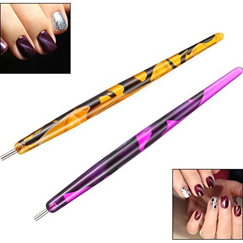 Bememo 2 Pieces Magnet Magic Pen for Cat Eyes Magic Nail UV Polish