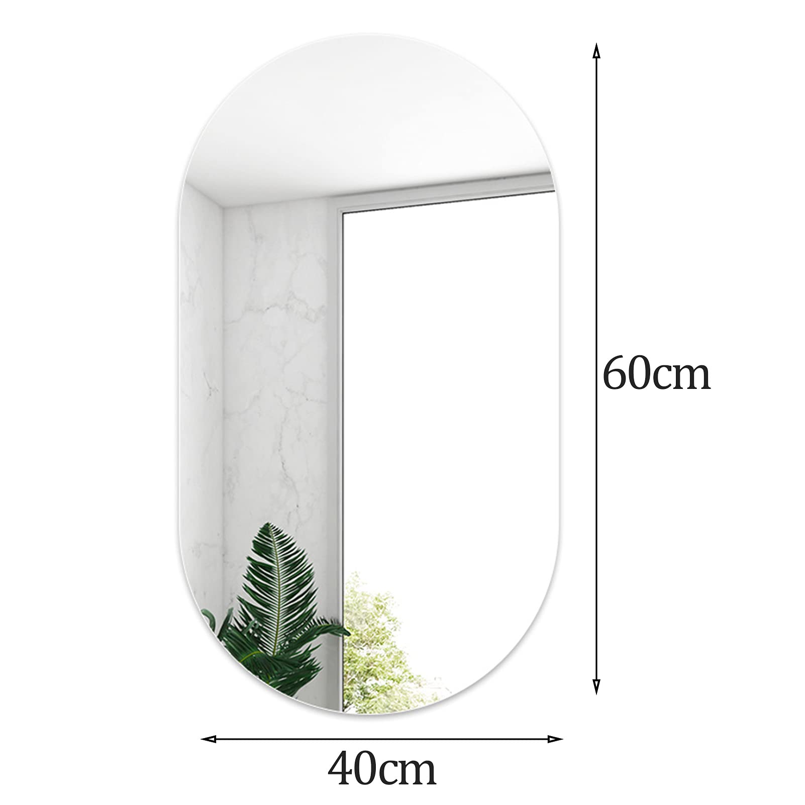 Specchio da Bagno Ovale Circolo Senza Cornice Specchio Montato a Parete con Bordi smussati per Soggiorno Camera da Letto (40 cm x 60 cm) Natural,40x60cm