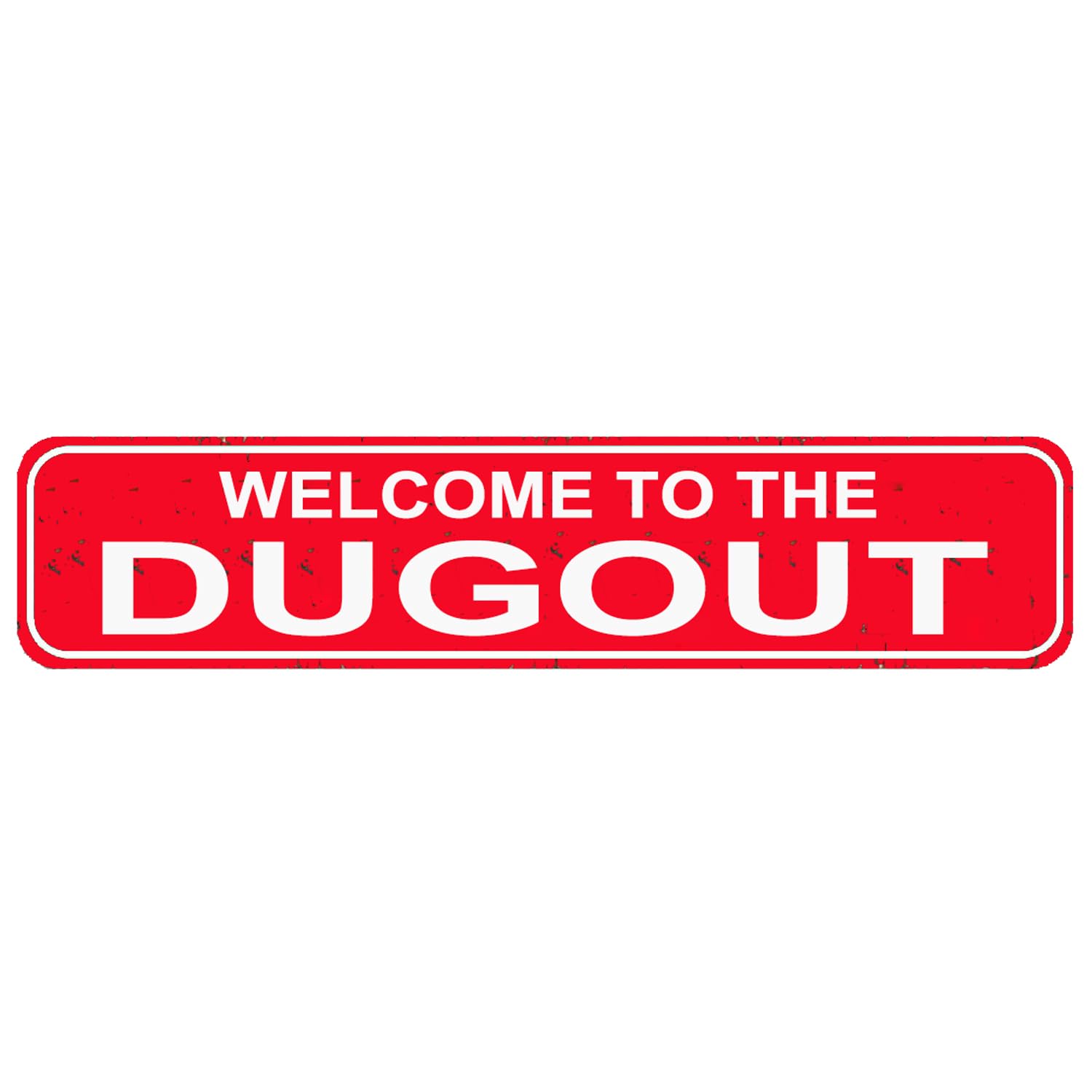 Welcome To The Dugout Sign - Baseball Metal Indoor or Outdoor Wall Art Door Name Plate Plaque Home Pub Bar Wall Decor Metal Tin Sign Red 4x16 Inch