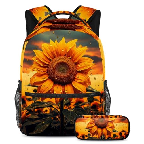 Cartable tournesol en lot de 2 pour la rentrée au collège et les sorties