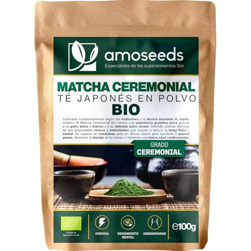 Té Verde Matcha Ceremonial Japonés 100G | Grado Ceremonial Premium, 100% Orgánico | Cultivado en Kagoshima (Japón) | Sin amargura, Ideal para beber y latte
