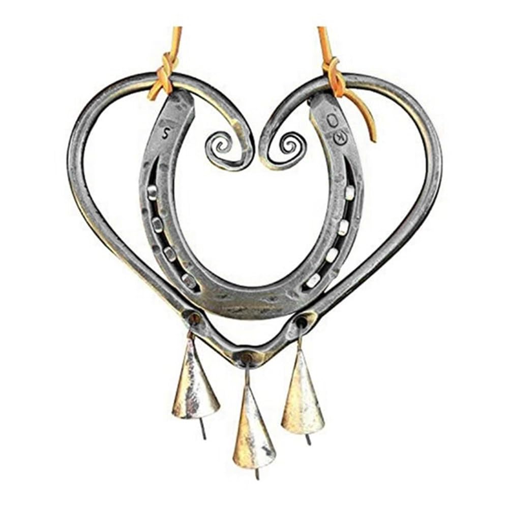 DcnrInsrLucky Love Retro Horseshoe Shape Wind Chime with Steel Nails for Garden Patio