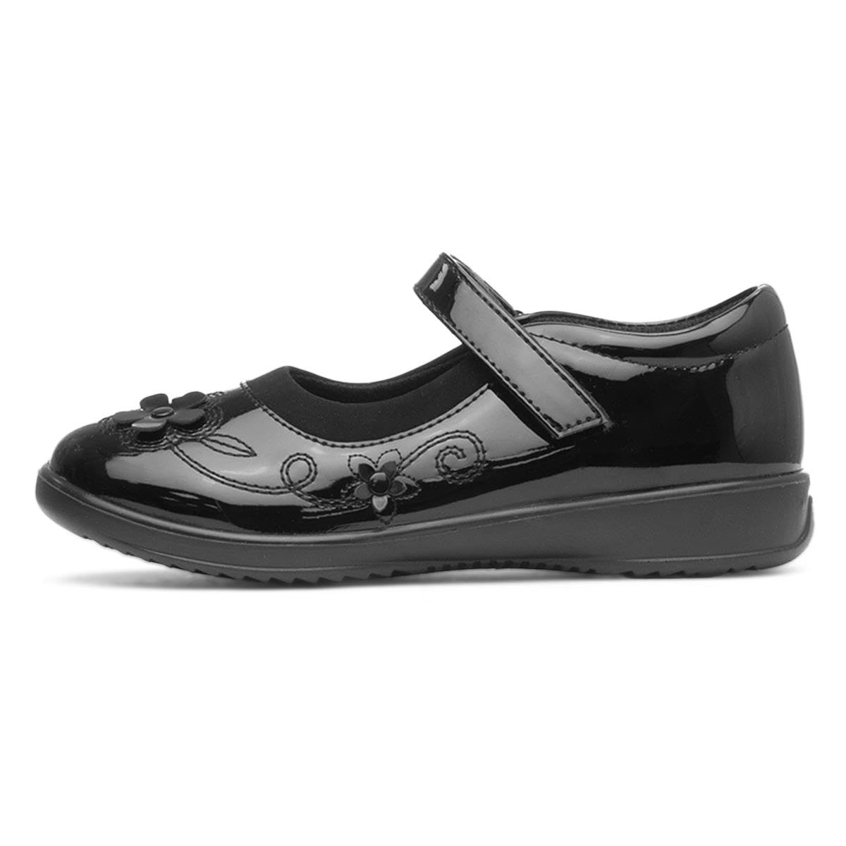 Walkright Collins Girls Black Patent School Shoe