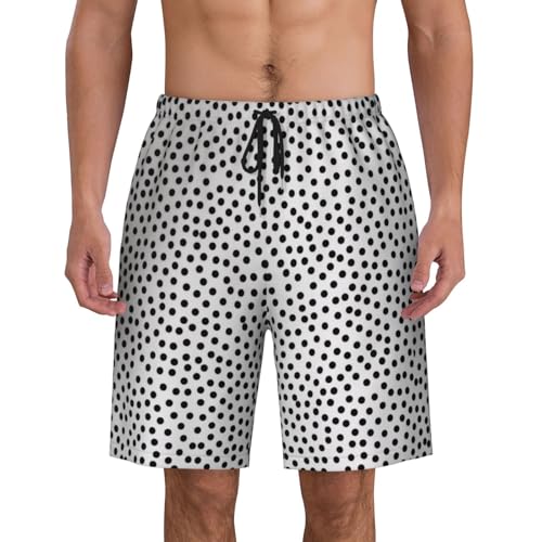 Black and White Dot Beach Short for Men Polyester Peach Skin Quick-Drying Trunks Pool Swimwear S-3xl
