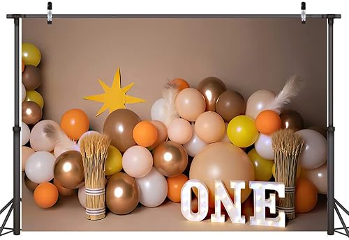 Globos bohemios de 7 x 5 pies para fiesta de primer cumpleaños de niña y niño, fondo de fotografía de albaricoque, decoración bohemia de baby
