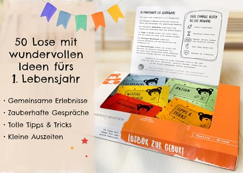 Losbox zur Geburt - Das Geschenk zur Geburt für Mama, Papa & Baby I 50 Lose mit wundervollen Ideen für das erste Jahr I Geschenk zur Geburt für Mädchen & Jungen und Geschenkidee für werdende Eltern
