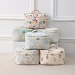 uekeboag Large Travel Quilted Makeup Bag for Women, Floral Cotton Cosmetic Bag, Coquette Aesthetic Floral Toiletry Organizer Bag - Image 4