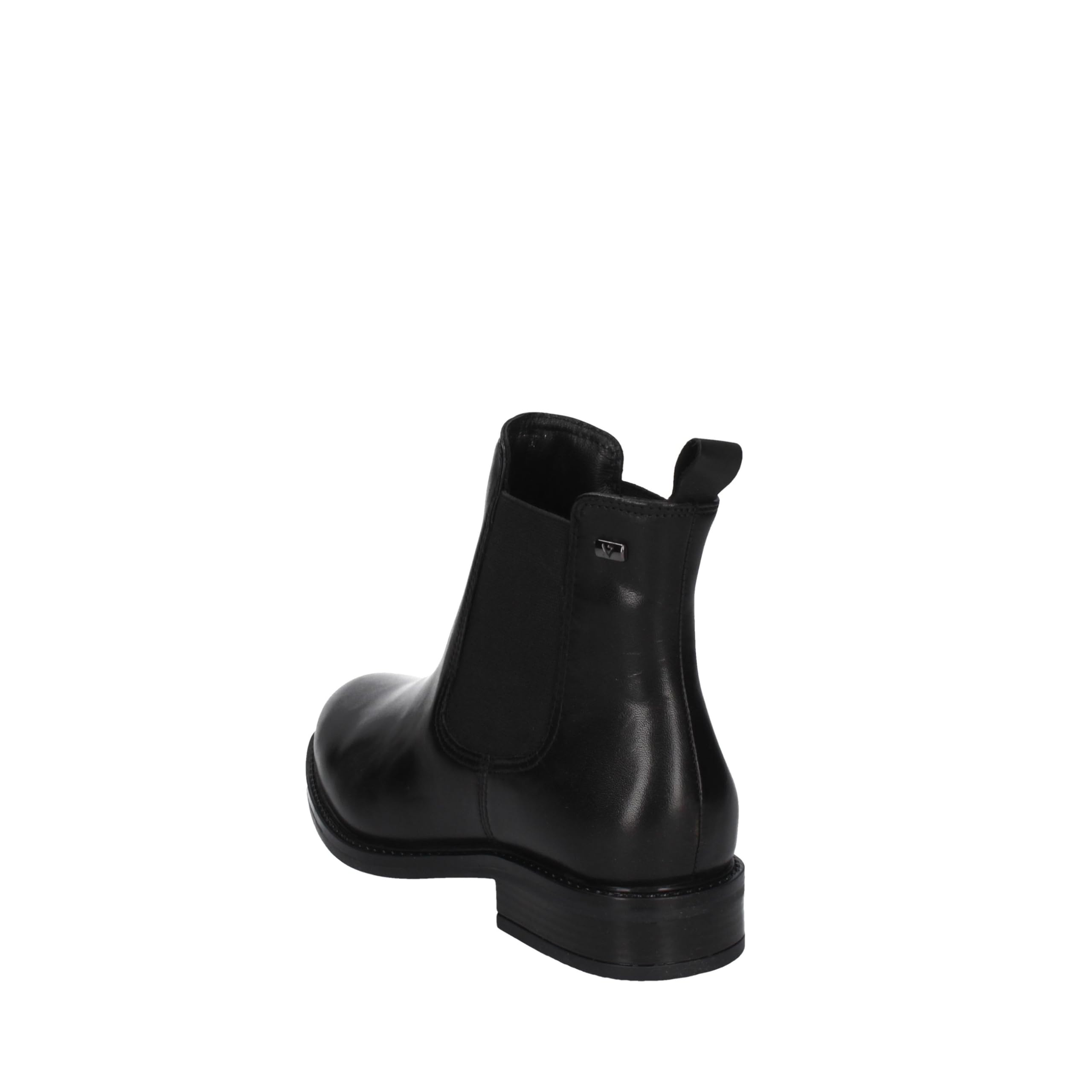 Valleverde 17102 Stivaletti Casual Donna Pelle Nero Tacco Grosso 3Cm Suola Gomma Gambale Caviglia