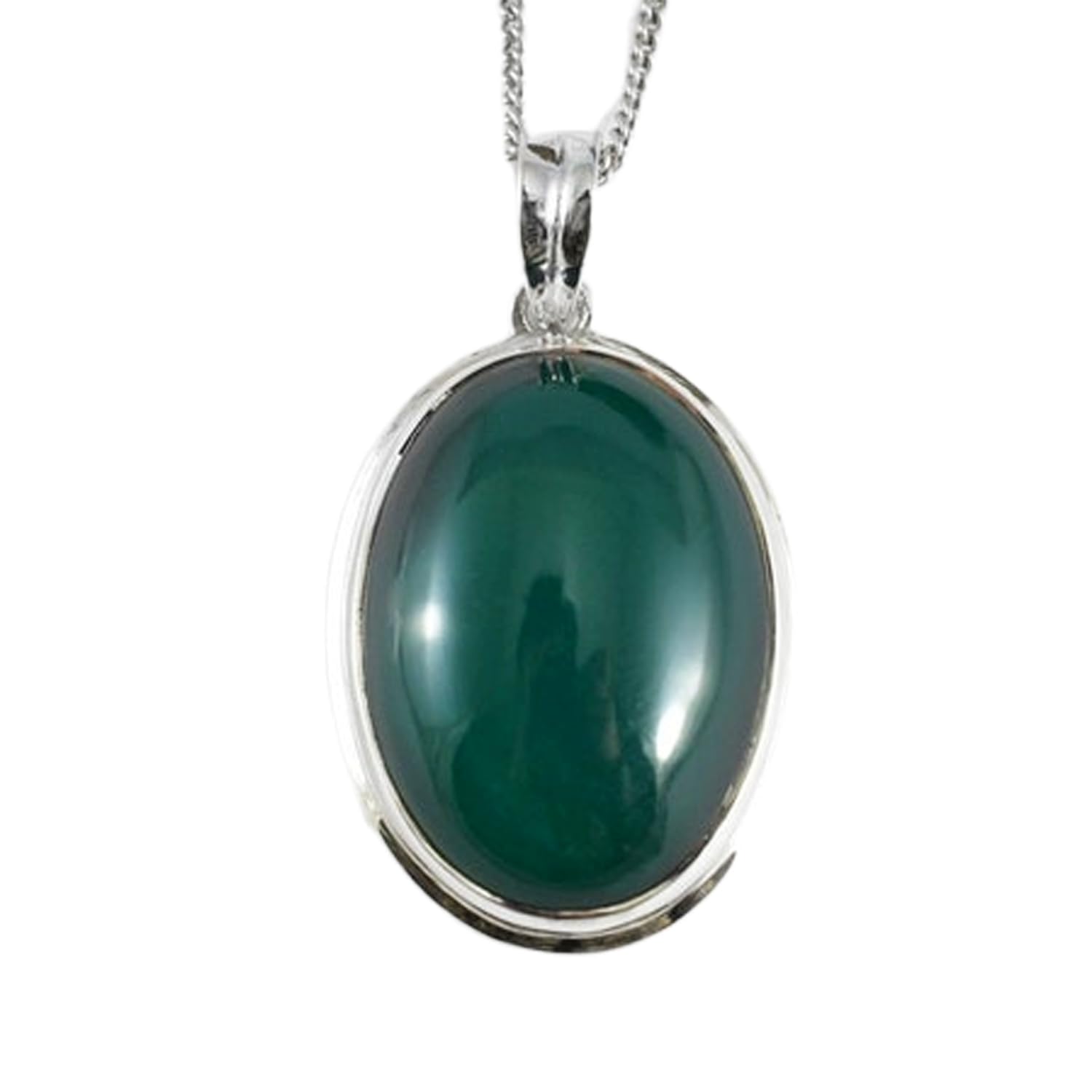Collier onyx naturel vert 38x26mm, pendentif de protection de la force en argent