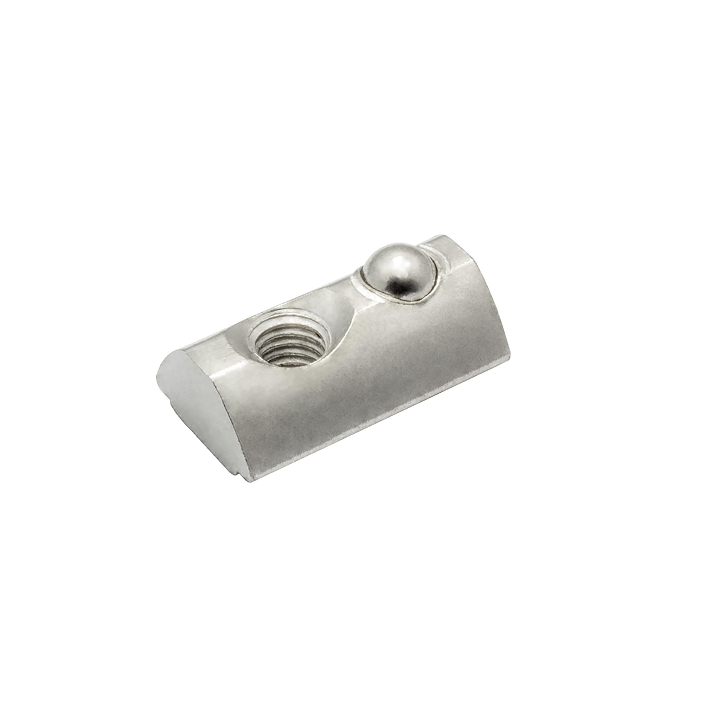 K30 - Edelstahl Nutenstein mit Federkugel und Steg M5 Nut 8 für Aluprofil 30-er - 100 Stück