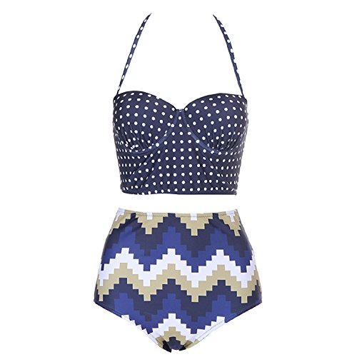 Topways Womens Retro 50er Jahre Vintage Polka Underwire Bikini hoch taillierte Badeanzug Badeanzüge (M (EU 36))