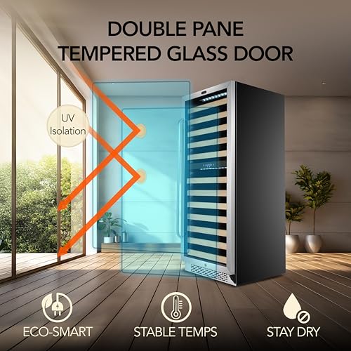 Image of Whynter 48 Inch Wine Cooler Bundle 192 Bottle Built-in Stainless Steel Single & Dual Zone Wine Refrigerators with Display Rack and LED display