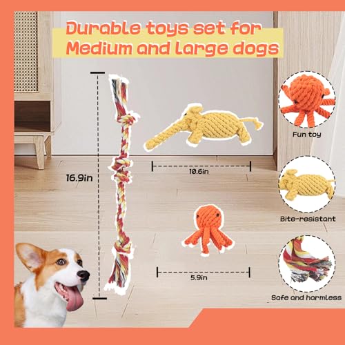 Rope-Dog-Toys-Interactive-Chew-Dog-Toys-for-Small-and-Medium-Dogs-Training-No-Stuffed-Dog-Toys-to-Keep-Them-Busy-Pet-Toys-Cute-Animals-Natural-Puppy-Toys-3-Pack-Dog-Toys-for-Aggressive-Chewers Rope Dog Toys Interactive Chew Dog Toys for Small and Medium Dogs Training No Stuffed Dog Toys to Keep Them Busy Pet Toys Cute Animals Natural Puppy Toys 3 Pack Dog Toys for Aggressive Chewers