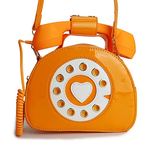 Image of QiMing Retro dial telephone Crossbody Shoulder Bag,Pu Movable microphone Purse for Women