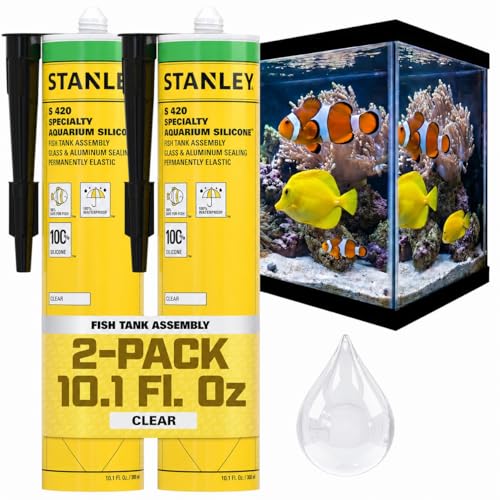 Stanley S420 Aquarium Silicone Sealant, Clear, 2x10.1 fl oz