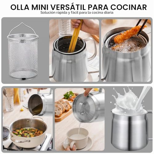 Miniatura 6 de Olla De Filtro De Aceite De Acero Inoxidable 304 Con Cesta De Filtro Y Malla, Tapa A Prueba De Polvo Y Bandeja Antideslizante Con Asa Para Almacenar, Freír Y Cocinar Grasa 1,5 L