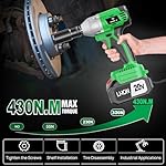 4.0Ah Battery Cordless Impact Wrench, 320Ft-lbs(430N.m) Brushless 1/2 Impact Gun, 20V High Torque Power Impact Driver, Electric Impact for Car Home, 1 Battery - Image 3