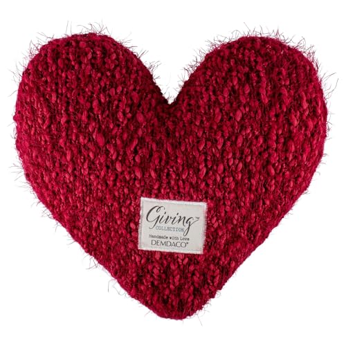 DEMDACO Giving Collection Cranberry Red Weighted Giving Heart - Weighted Heart Pillow for Bedding - Decorative Throw Pillow - Meaningful Gift Idea - Handmade - Luxurious, Soft & Cozy - 1.85 lbs