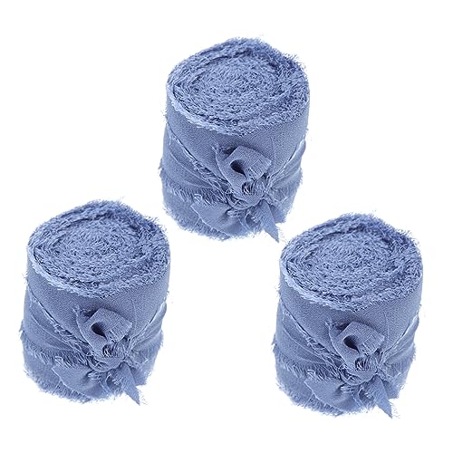 Lurrose 3 Piezas Cinta De Gasa Cinta Rosa Cinta De La Boda Cinta Fiesta Borgoña Cinta Verde Cinta Blanca Cintas Para Envolver Cinta De Tartán Cinta Crema Arruga Yute Blue Poliéster
