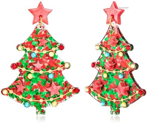MUYAN Christmas Earrings for Women Holiday Earrings Jingle Bell Bow Tree Snowflake Stars Earrings Drop Dangle Earring Party Jewelry Festival Decoration