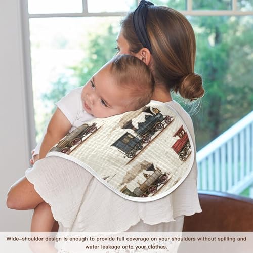 Steam Trains Vintage Burp Cloths Baby Boys Girls Absorbent Soft Cotton Burping Cloths Rags, 1 Pack4