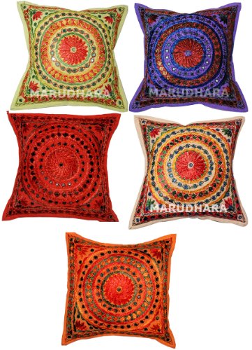 Stylla London Fundas de cojín de algodón Indio, 41 x 41 cm, Lote de 5 Unidades, Multicolor, 3 x 41 x 41 cm, 5 Cover