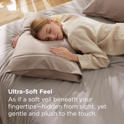 Bedsure Queen Pillow Cases Set of 2 - Khaki Brushed Microfiber Pillowcase 2 Pack, Super Soft Pillowcase, Pillow Case Covers with Envelope Closure, Wrinkle, Fade and Stain Resistant, 20x30 Inches