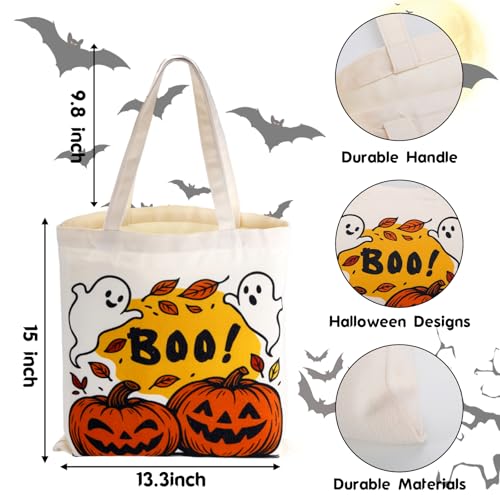 Spooky Basket Stuffers - Halloween Canvas Tote Bag for Trick or Treating, Pumpkin, Ghostface, Scary Halloween Bags for Kids Adults Women Men, Horror Ghost Merch, Hallo-ween Boo Basket Stuffers2
