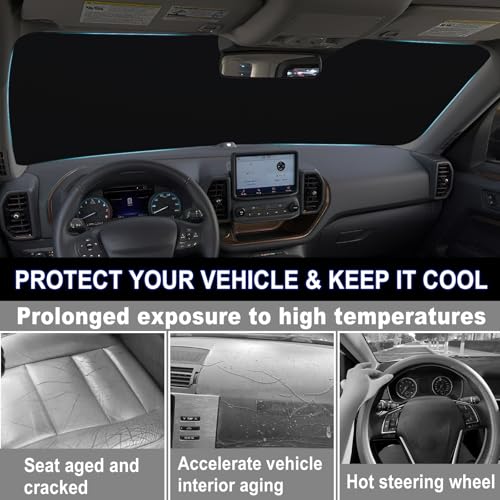 Image of Windshield Sun Shade for 2021-2026 Ford Bronco Sport| Fully Covered Foldable Front Window Sun Visor| 310T Polyester| UV Heat Insulation Protection| Outdoor Camping (Not for Bronco Model)