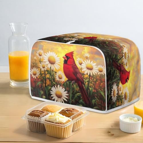 Image of Talayituse Cardinal Daisy Flower Print 2 Slice Toaster Covers Dust Protection Bread Maker Covers Toaster Oven Cloth Cover Kitchen Accessories Washable Appliance Cover, S
