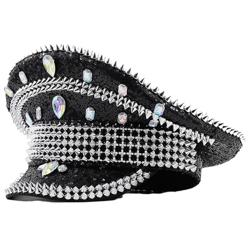 Chapeau de capitaine à paillettes accessoire de déguisement de scène
