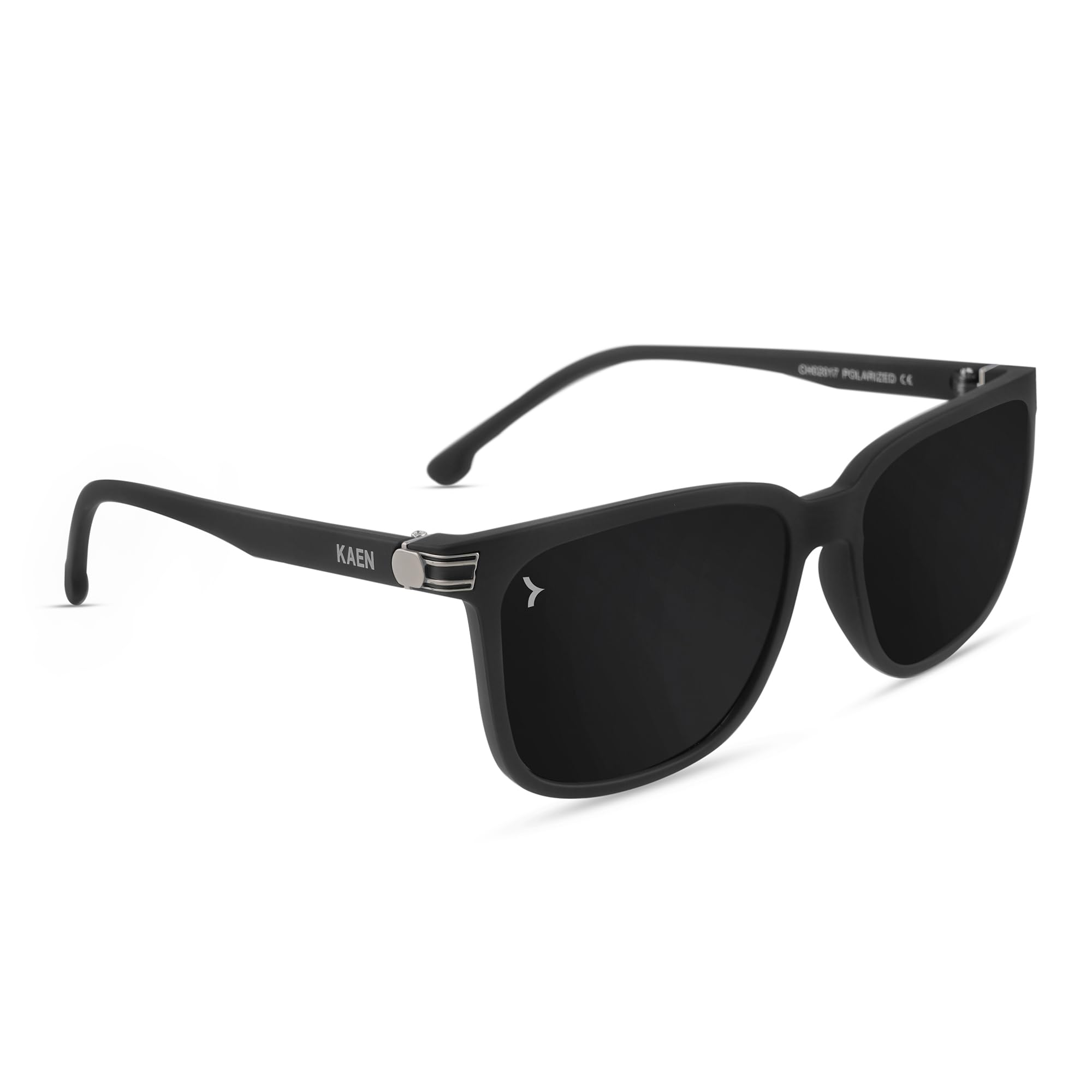 EyewearlabsKAEN | Polarized Full Rim Rectangular Branded Stylish Sunglasses For Men & Women | 100% UV Protection Shades | Cricket Sports Cycling Driving | Black Lens | Medium
