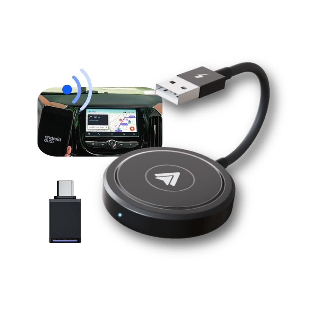 Wireless Android Auto Car Adapter A Wireless dongle Fit for Car 2017-2023 with OEM Wired Android Auto Magic Link Android Phone via USB A/USB C Plug & Play Wireless Control OTA
