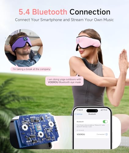 Casque de sommeil et masque yeux Bluetooth 3D Voerou sans fil