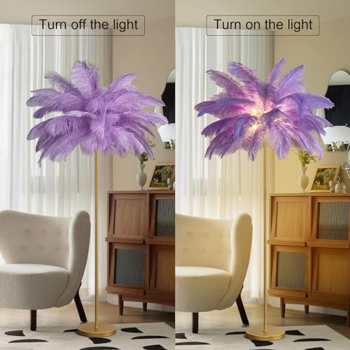 Lámpara de pie de plumas de avestruz LED contra la luz deslumbrante en dormitorios y salones 6