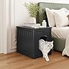 WTFGO Cat Litter Box Enclosure, Plastic Hidden Litter Box Side Table with Openable Front Door, Waterproof & Weatherproof Cat Box Enclosure Cabinet for Indoor & Outdoor Use (Black)