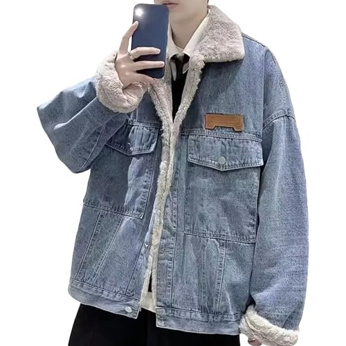 Chaqueta de hombre estilo sherpa denim con forro térmico miniatura 1
