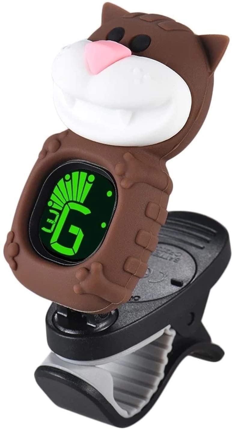 Cartoon Cat Clip-On Tuner Display LCD for Chitarra cromatica Basso Violino Ukulele Strumento a Corde(Brown)