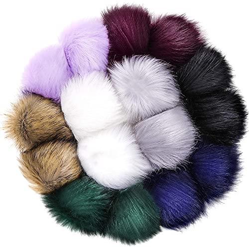 Faux Fur Balls for Hats, 3.9 Inch Soft Fluffy Faux Fox Fur Balls Fluffy Balls with Elastic Loop for Hats Shoes Scarves Gloves Bags Keychains Crafts Accessories