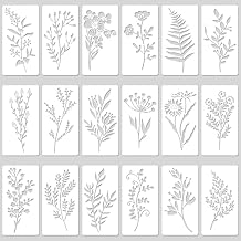 18 Sheet Flower Stencils for Painting, 5.9x2.95in Floral Stencils Reusable Leaf Vine Stencils Waterproof Wildflower Art Drawing Templates for DIY Crafts Wood Walls Canvas Home Decor
