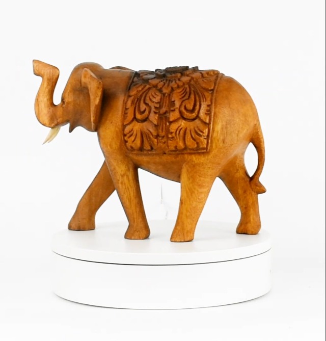 Estatua de Elefante Tallada a Mano de Madera 6 pulgadas miniatura 7