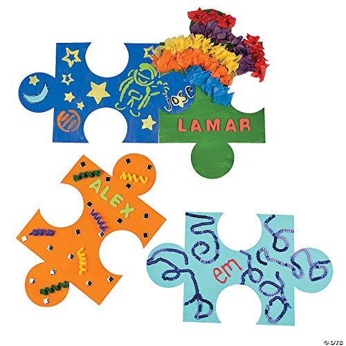 Fun Express Piezas de Rompecabezas Gigantes En Blanco DIY 14 Pulgadas Set de 24 Piezas | Para Niños 3-5, 4-6, 5-8, Actividades de Aula y Proyectos Grupales, Cartulina Blanca para Decorar miniatura 4