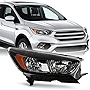 AKKON - Fits 2017 2018 2019 Ford Escape [Halogen Type] Black Headlight Passenger Right Side w/o LED DRL Running Signal Lamp