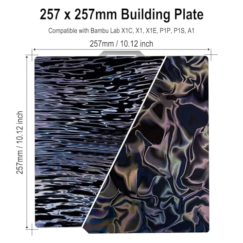 Image of 257x257mm Build Plate for Bambu Lab X2D X1C X1 X1E P1P P1S P2S A1 3D Printer, Water Ripples + Silks Texture Good Adhesion Spring Steel Plate for Bambulab 3D Printer