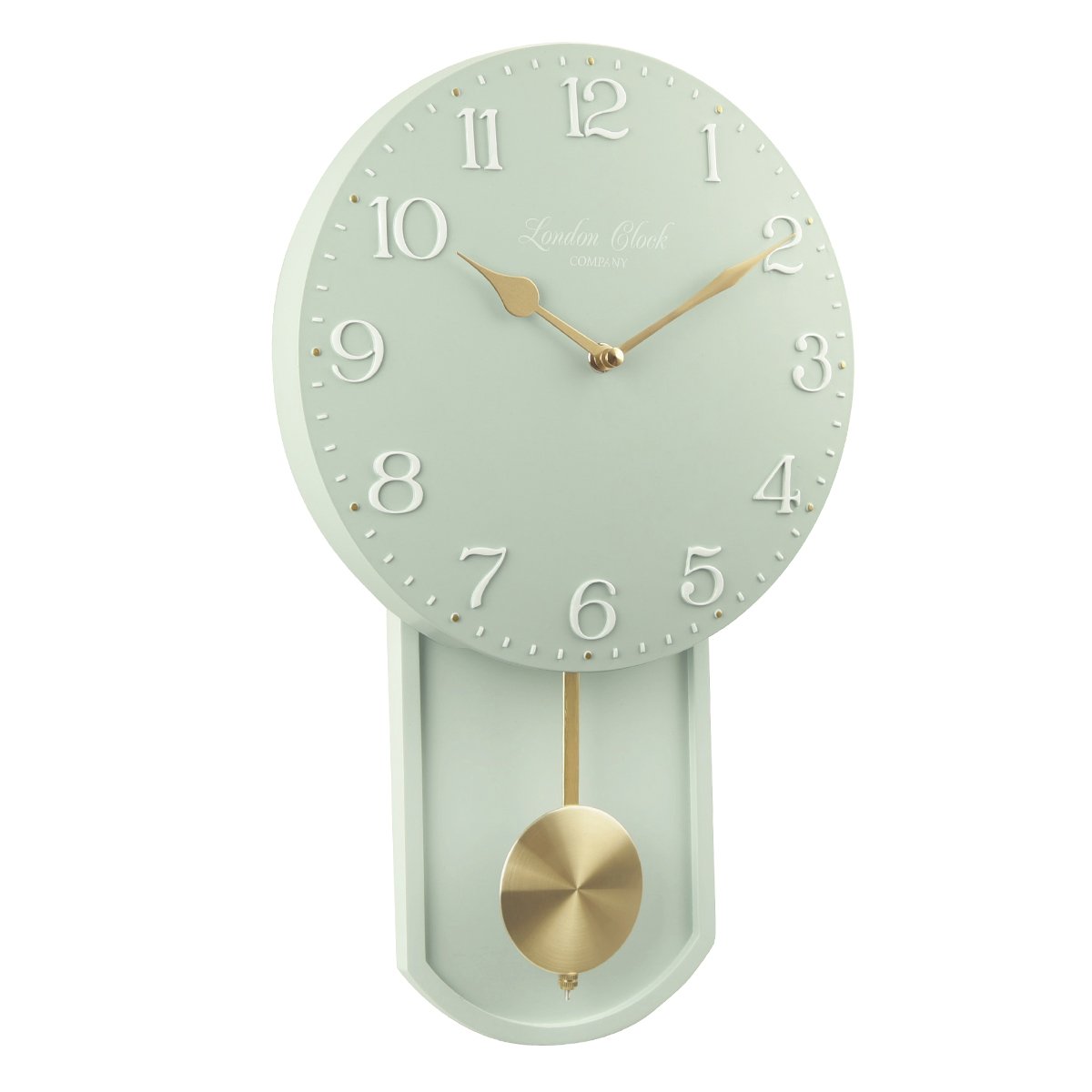London Clock Olivia Pendulum Wall Clock, Green, 40.5 x 25 x 5.5cm