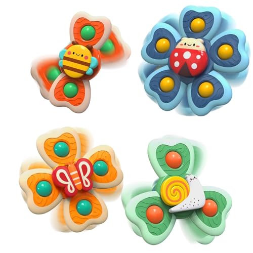 Spielzeug Baby 4 Stück Sensorik Spielzeug für Baby Badewannenspielzeug Badewannenspielzeug Tischspielzeug Saugnapf ab 3 Monate für Bad Fenster Hochstühle Flugzeug Reise